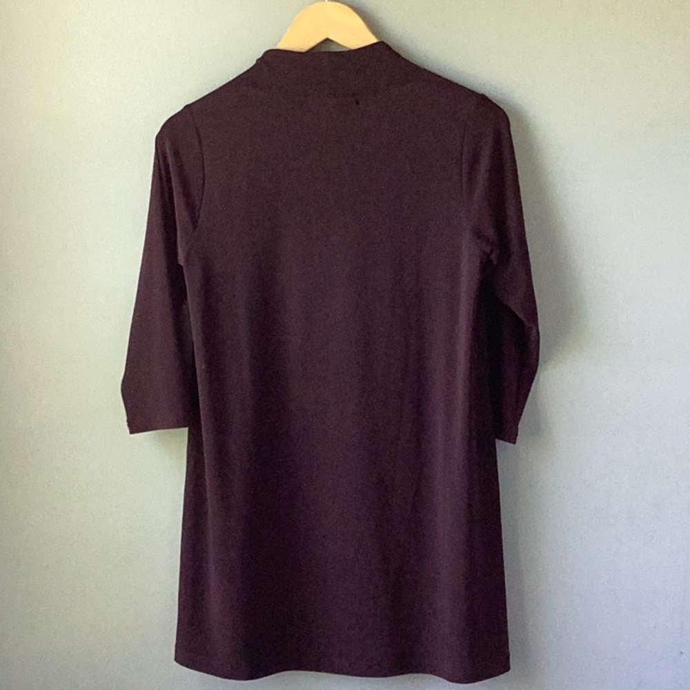 SYMPLI Deep V Neck Tunic with 3/4 Sleeve Eggplant Size 6 - Picture 4 of 8